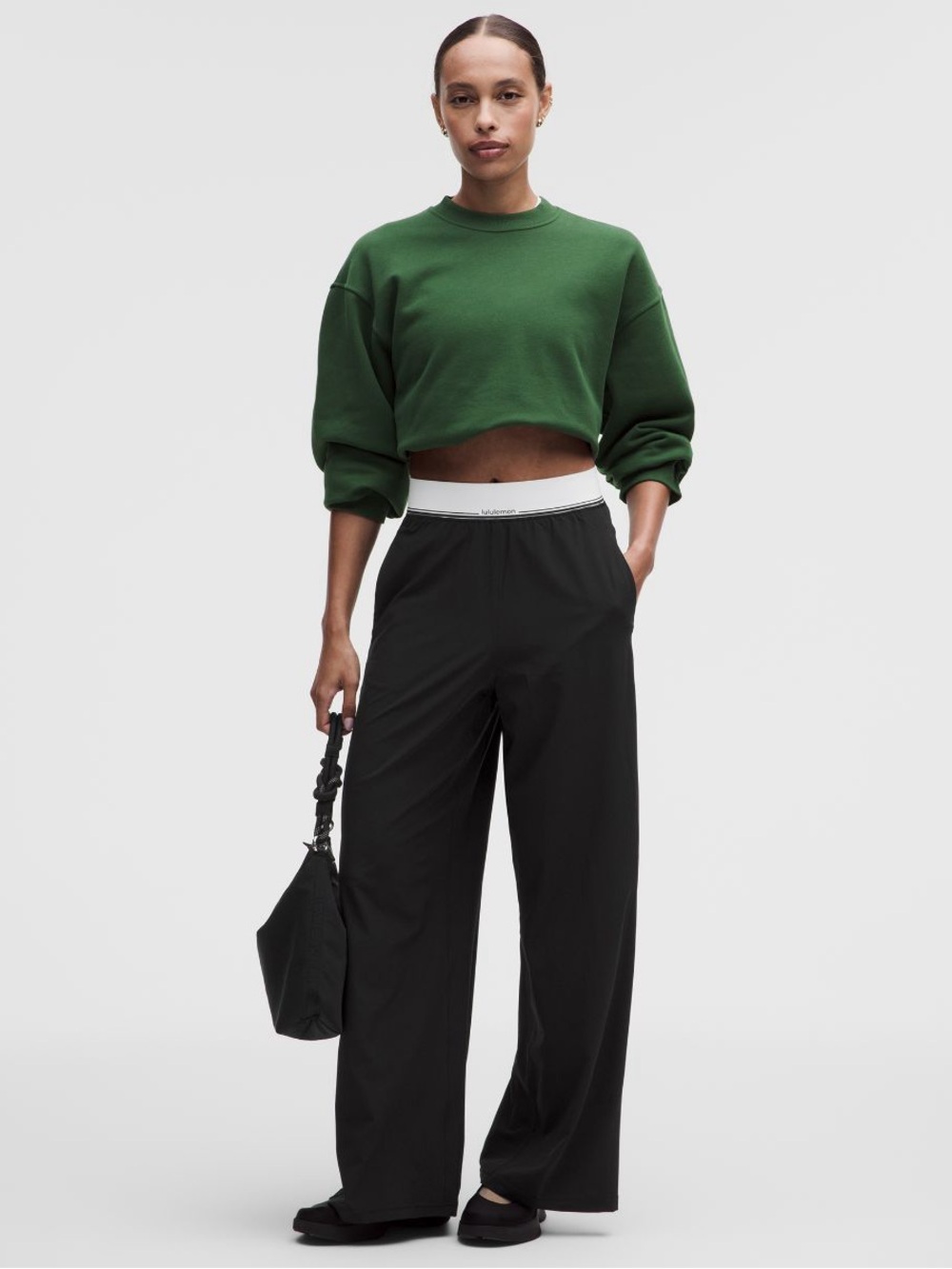 lululemon athletica Wide-Leg Pants in Black with White Waistband